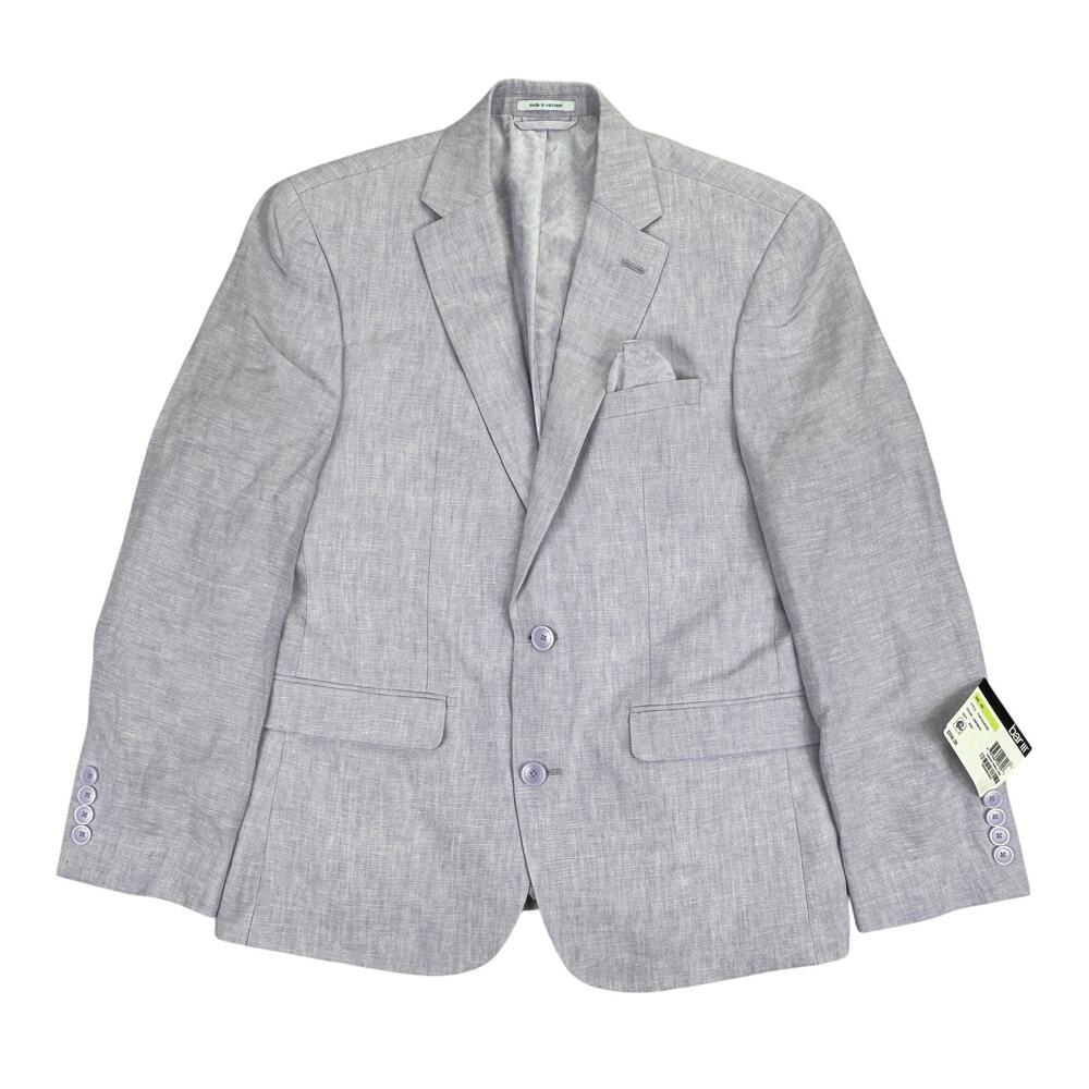 Bar III Mens Slim Fit 100% Linen Solid Suit Jacket Lavender Purple 38S